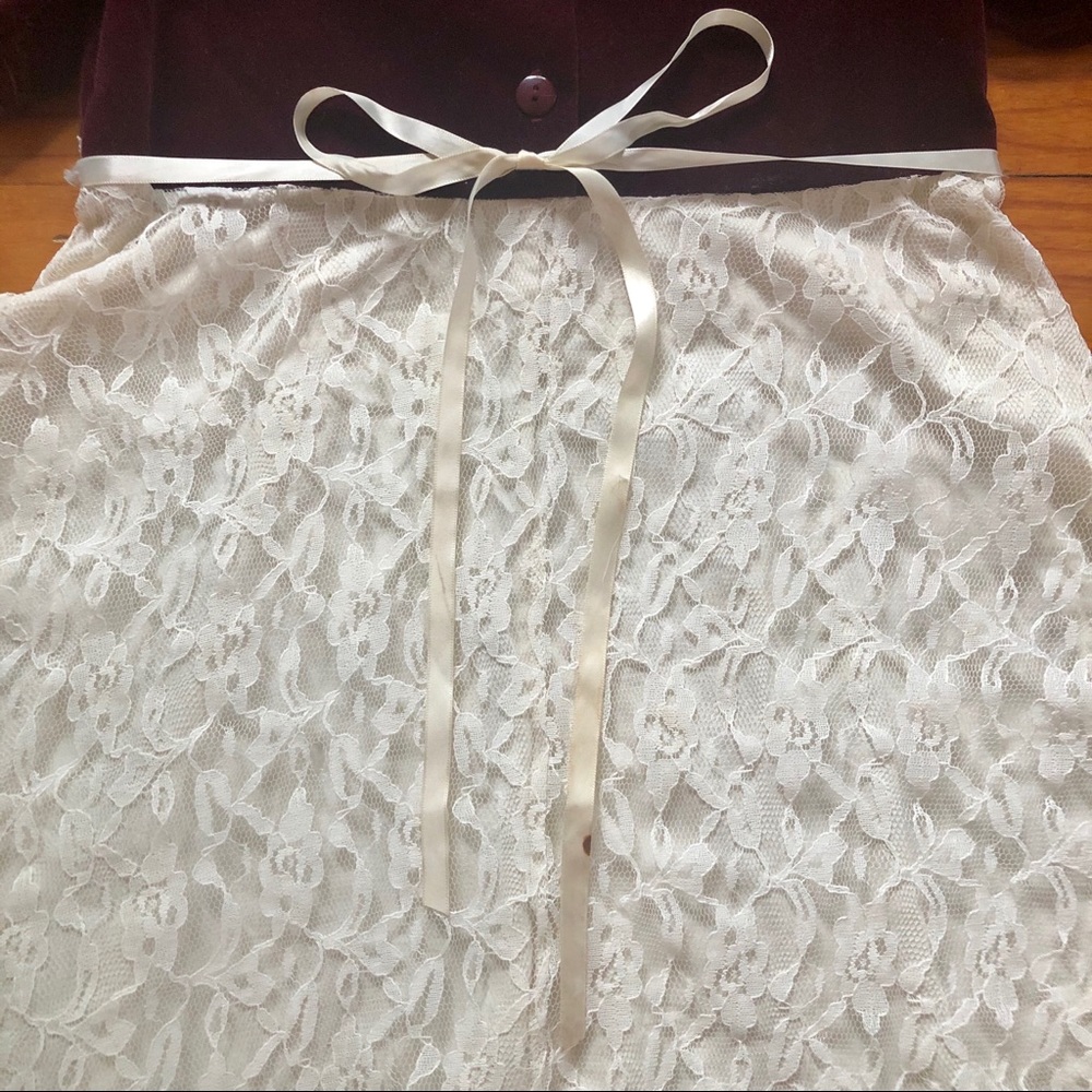 EUC VTG 90s / Y2K Formal Girl’s Velvet & Lace Christmas Holiday Party Dress - Picture 8 of 9